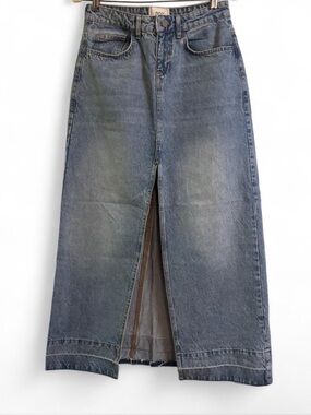 BDG Light Blue High-Waist Denim Skirt with Front Slit